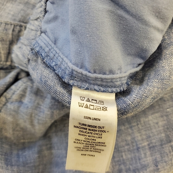 Tahari 100% Linen Drawstring Chambrey Blue Shorts Size 2X - Picture 4 of 7